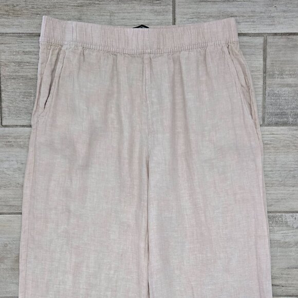 Tahari 100% Linen Pants Women's European Flax Beige Summer Beach Resort Size L - Picture 3 of 8